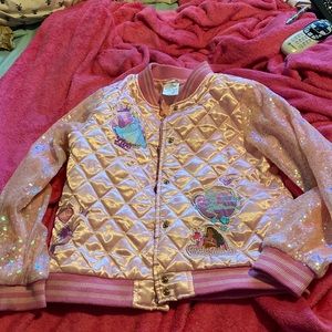 Disney Princess Pink quilted satin Jacket with sparkly sleeves Size 9/10
